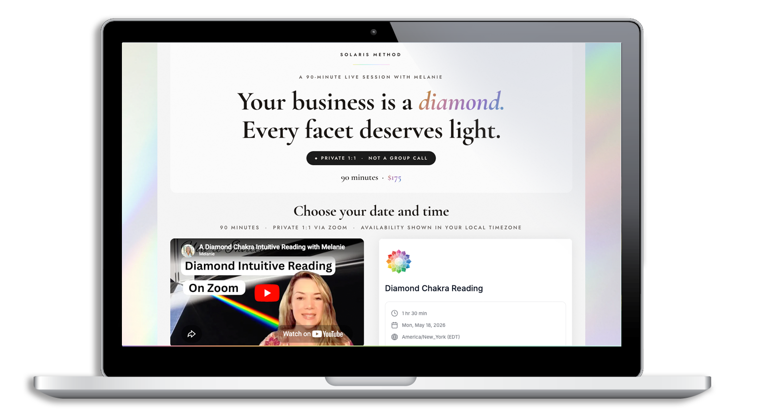 Business Chakra Quiz landing page