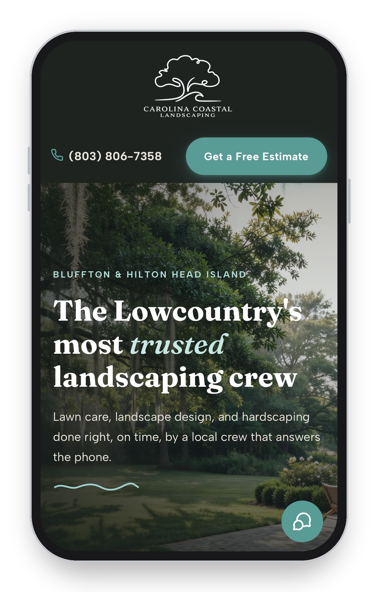 Landscaping website template, mobile view