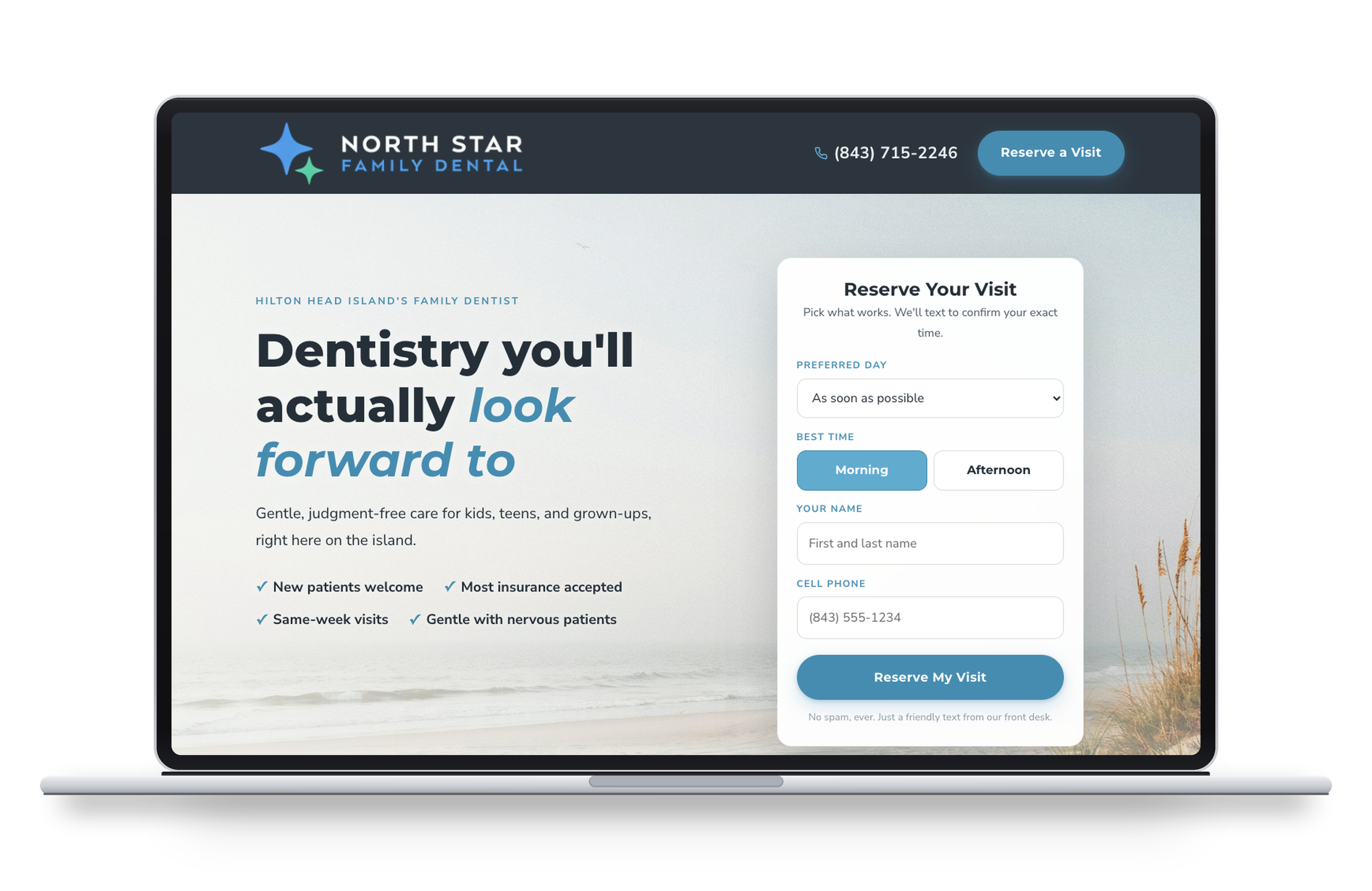 Family dental template example on a laptop