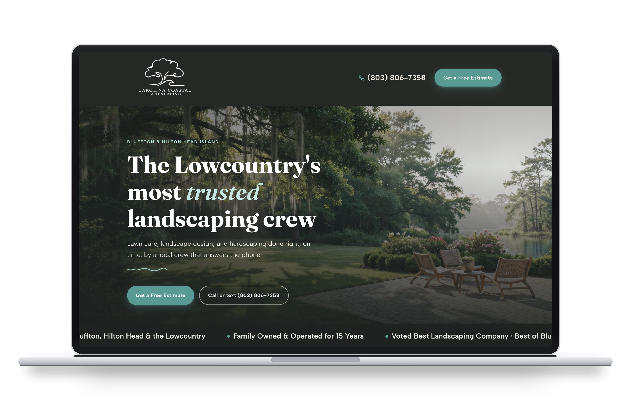 Landscaping template example on a laptop