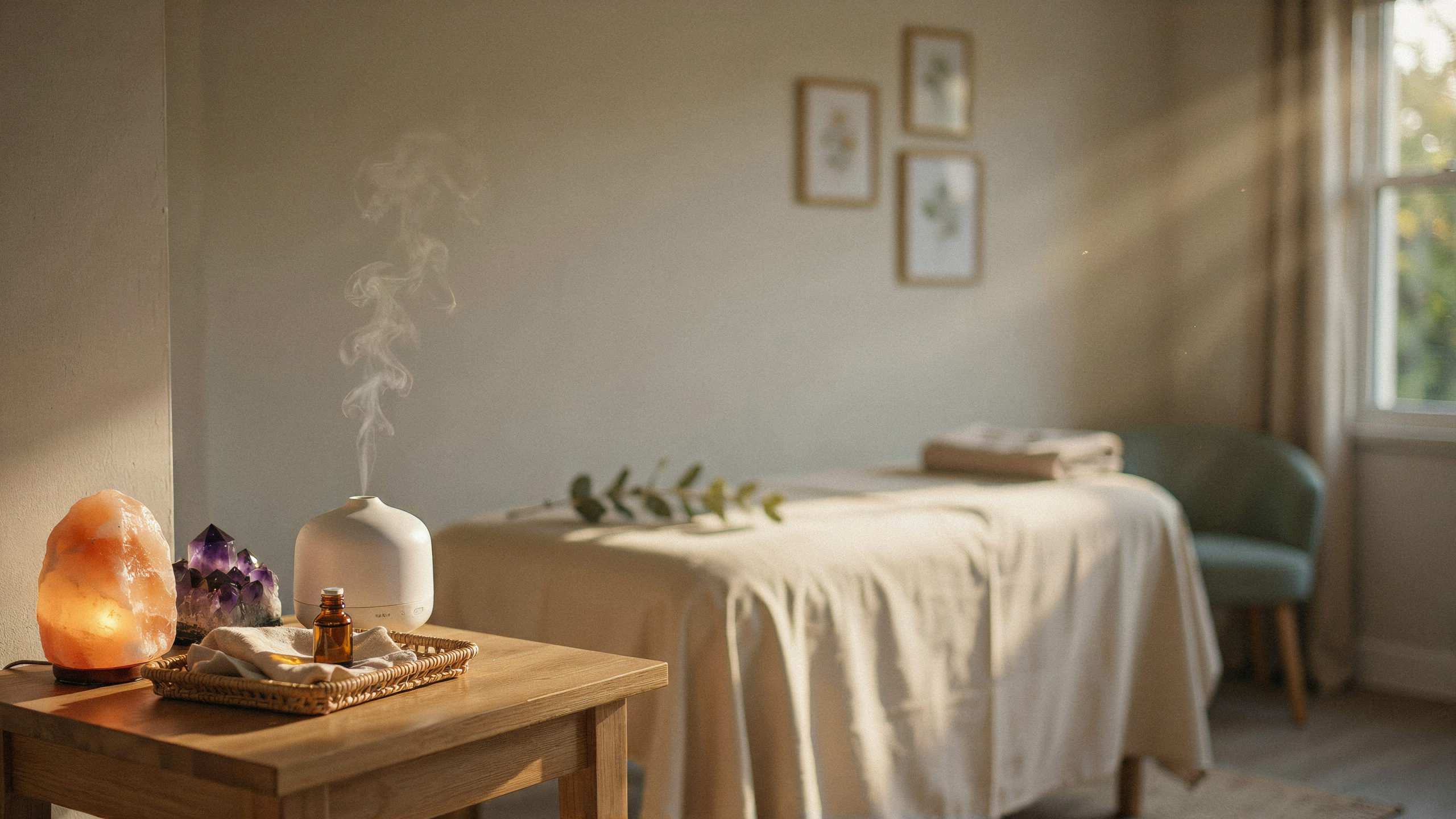 The warm, art-filled treatment space at Holistic Wellness Center By Bracha