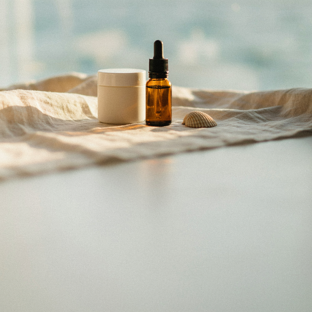 At-home skincare ritual on ivory linen
