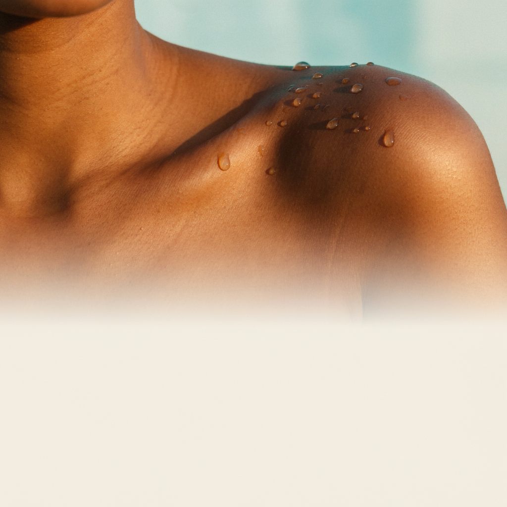 Glowing dewy skin in golden light