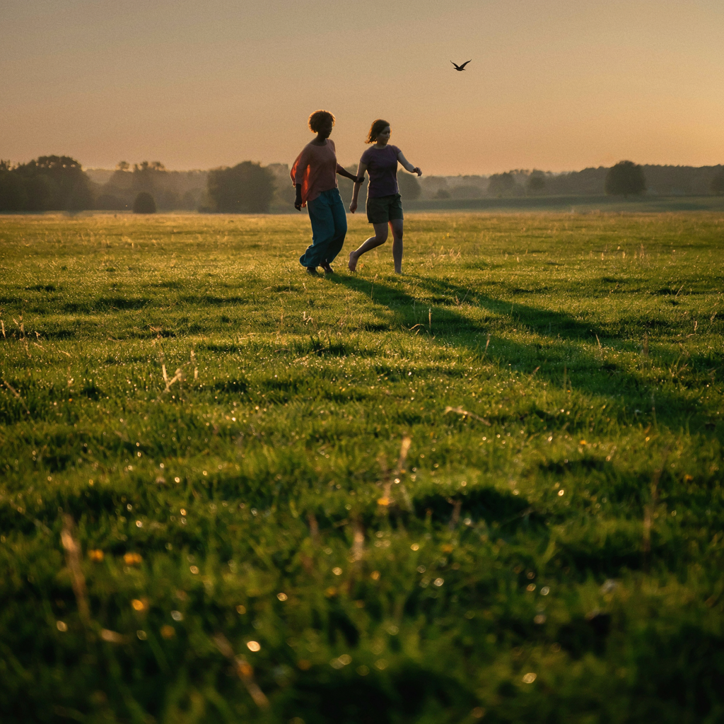 Sunlit outdoor training session in warm morning light