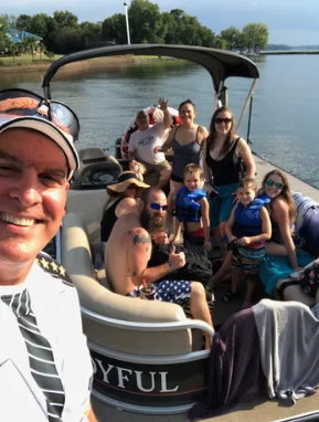 On the pontoon on Lake Norman