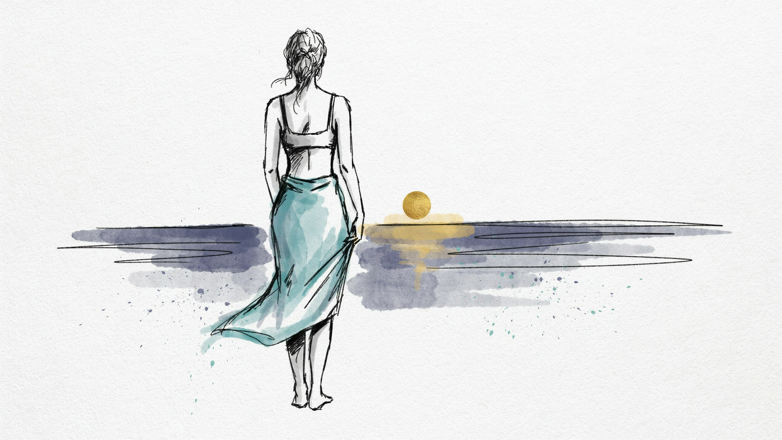 Ink and watercolor illustration representing medical weight loss