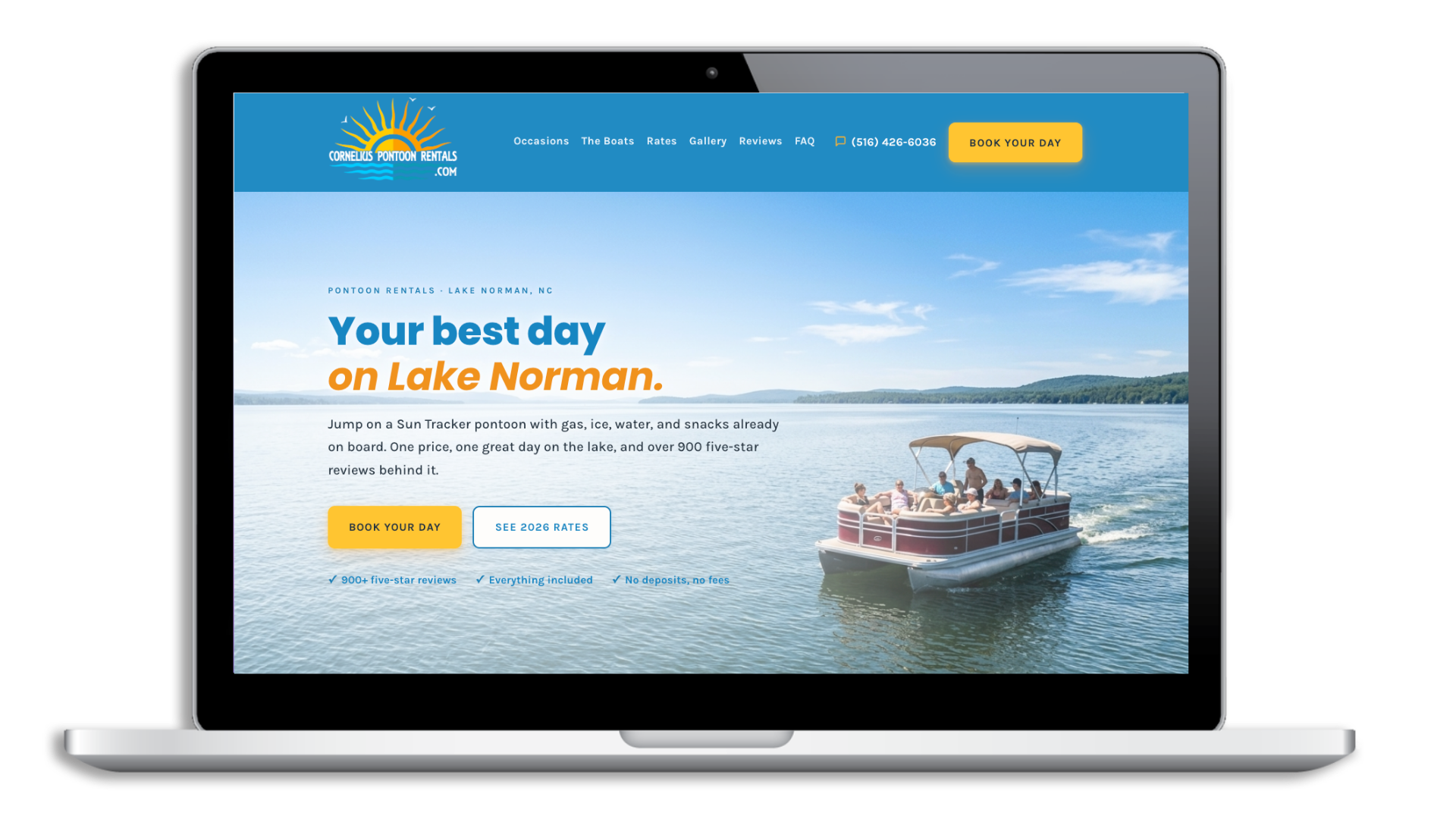 Cornelius Pontoon Rentals website redesign concept