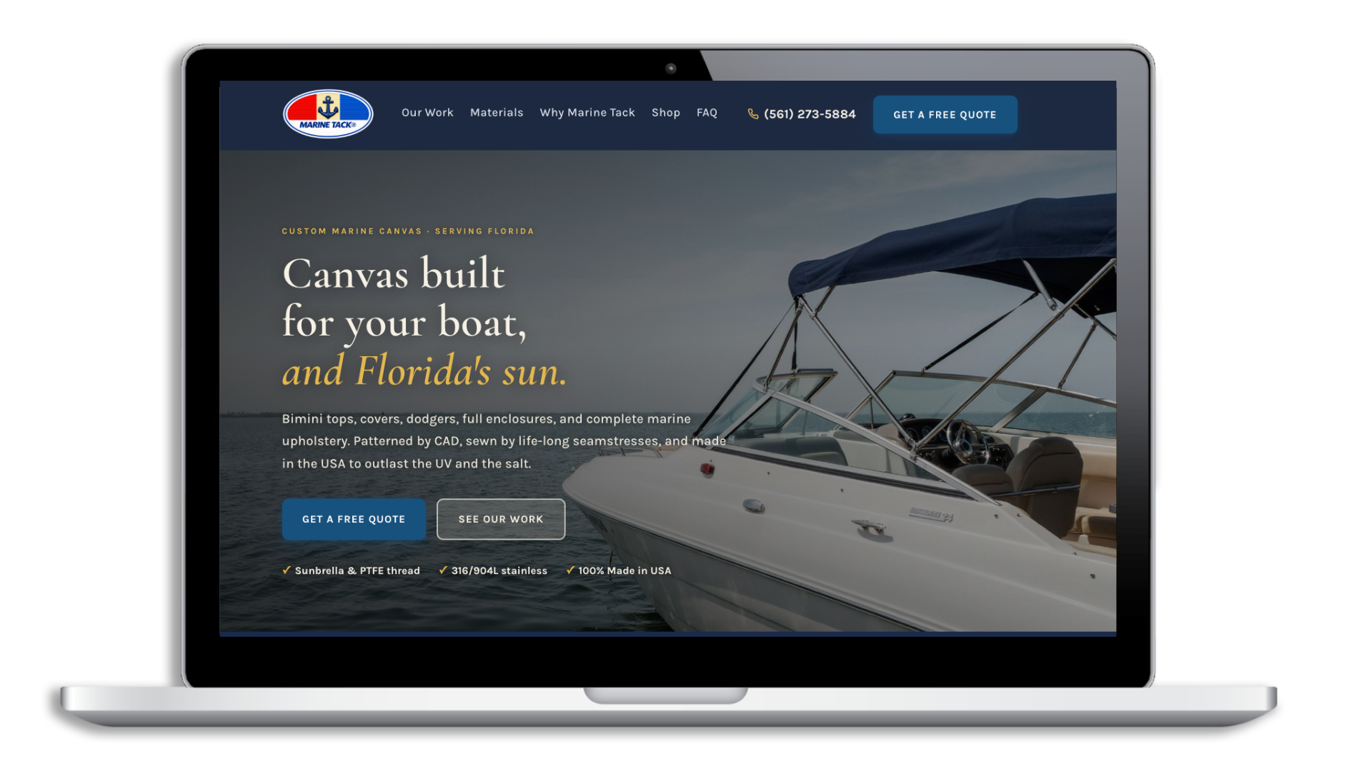 Marine Tack boat canvas website redesign concept