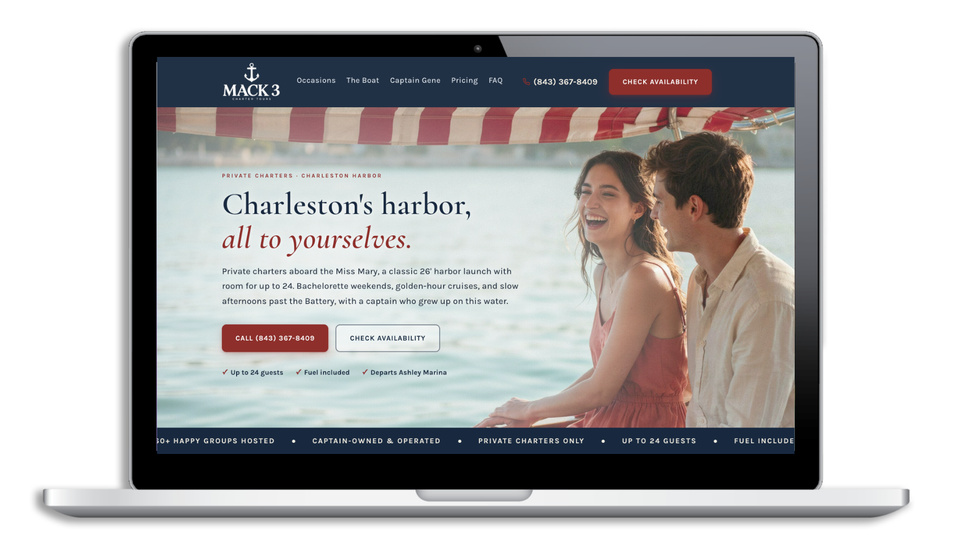 Mack Tours Charleston website redesign concept