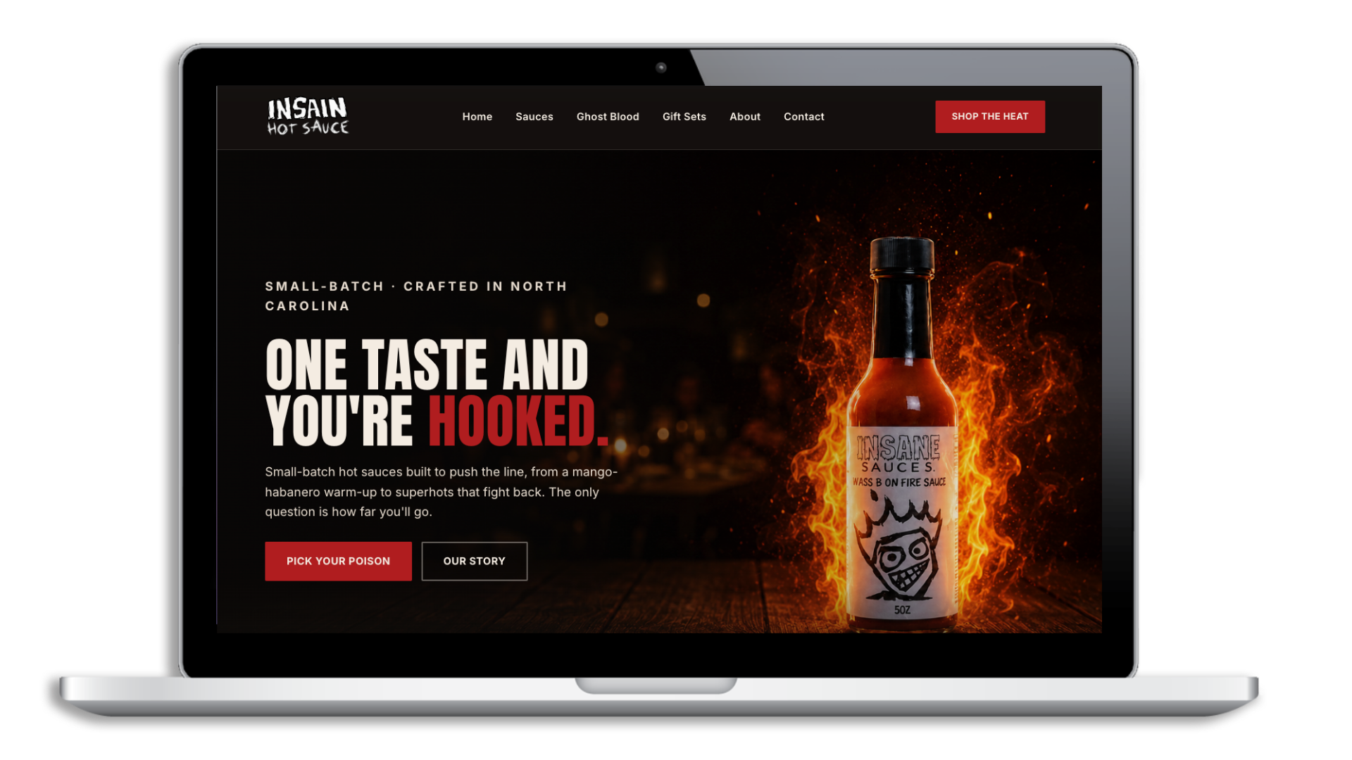 Insane Hot Sauce website redesign concept
