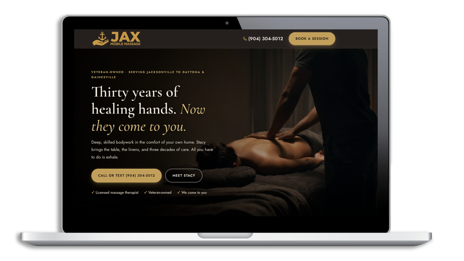Jax Massage website redesign concept