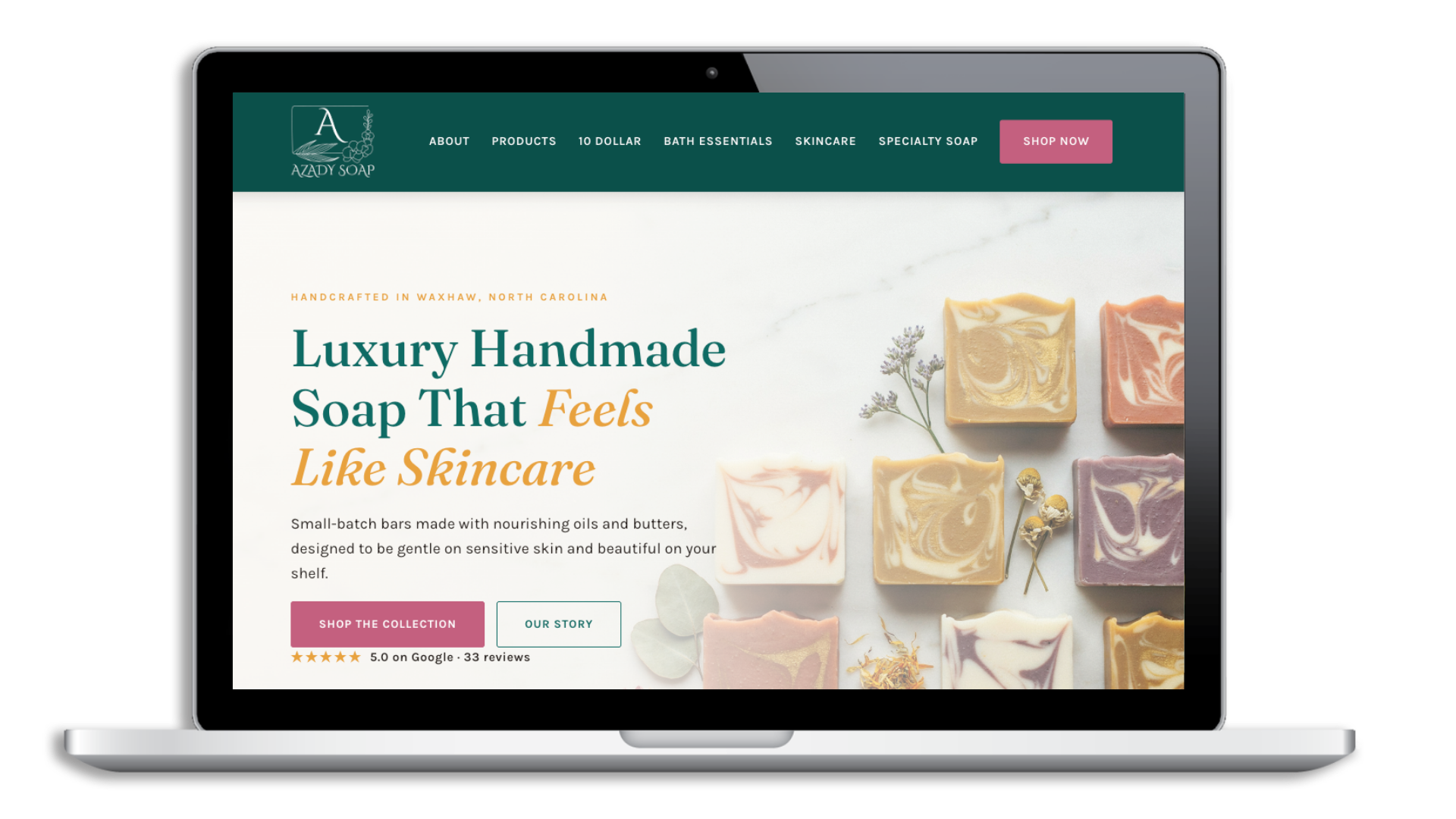 Azady's Soap website redesign concept