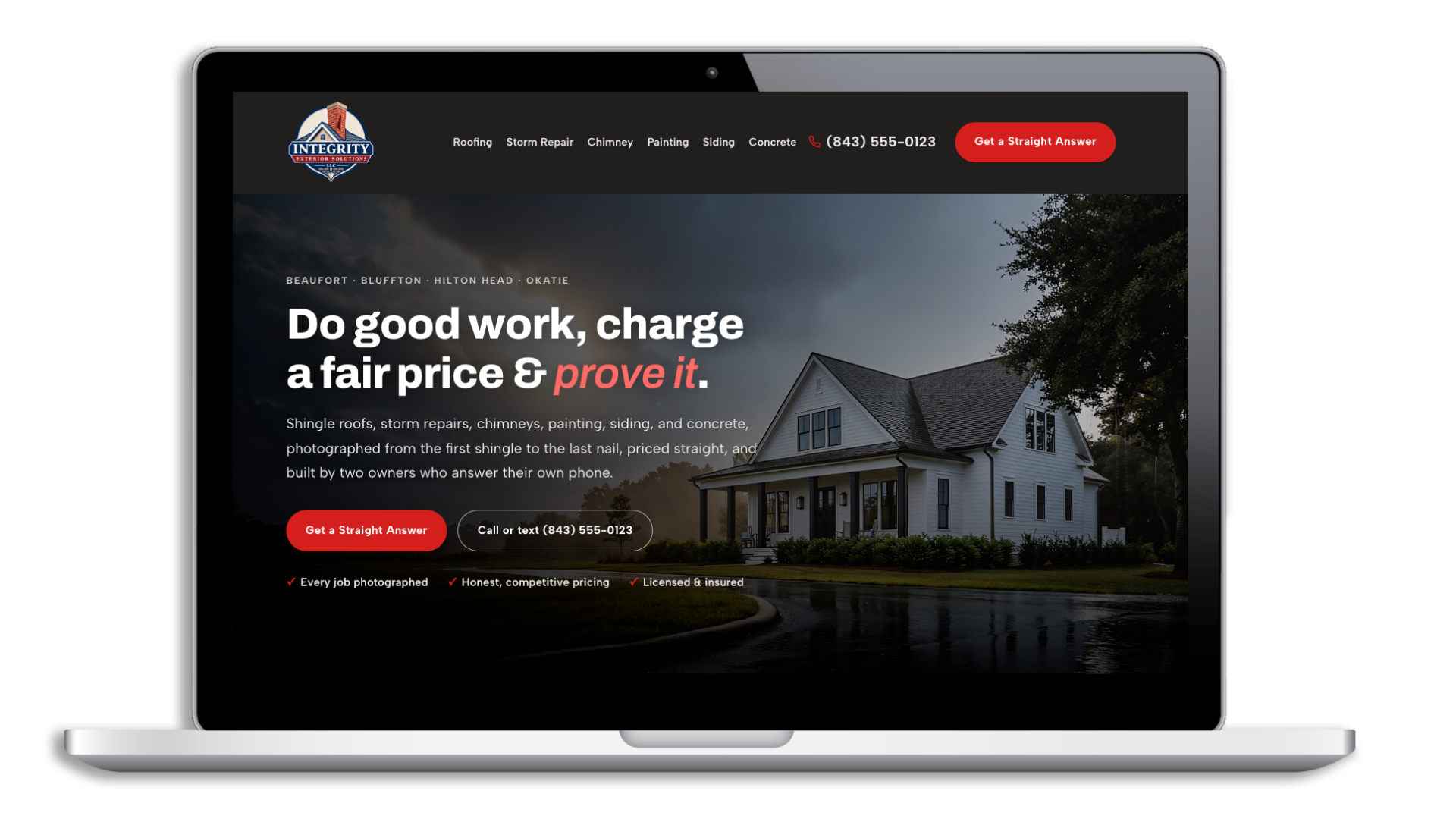 Integrity Exterior Solutions website concept
