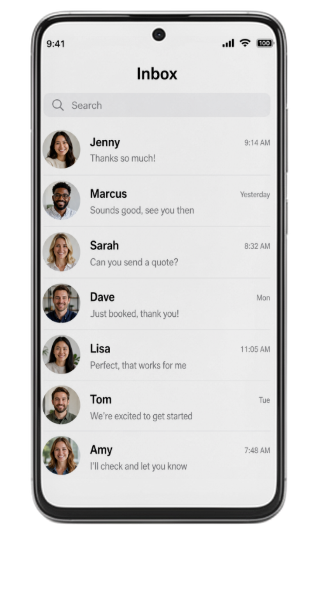 Every message in one inbox on a phone