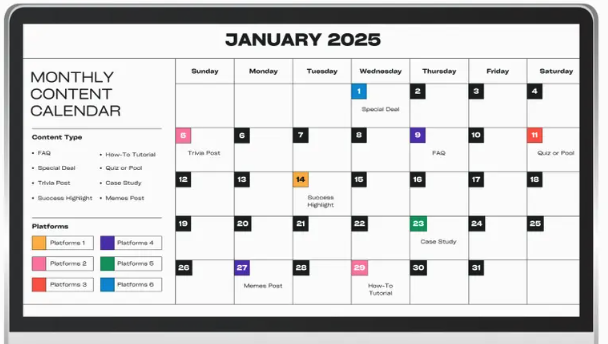 A week of social posts scheduled on a calendar