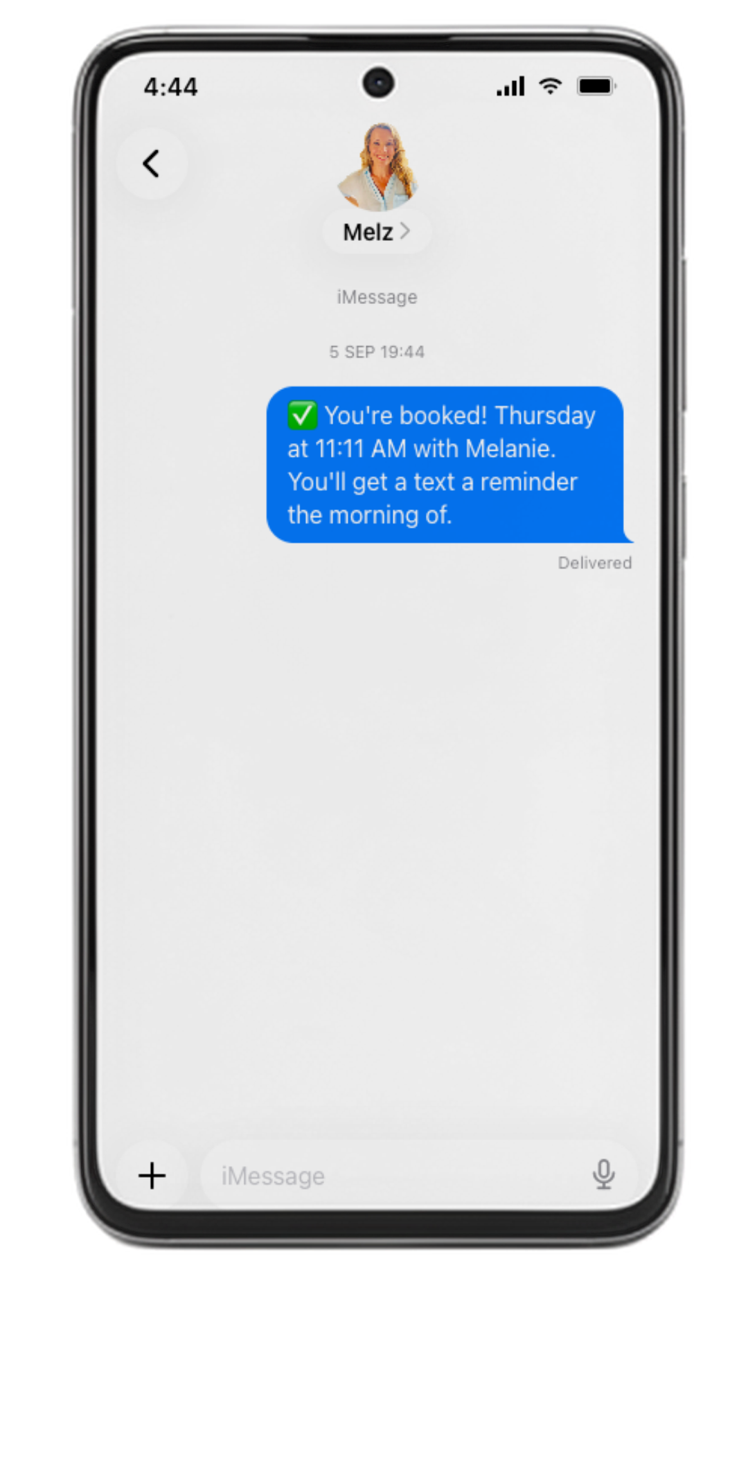 A discovery call booked and confirmed by text