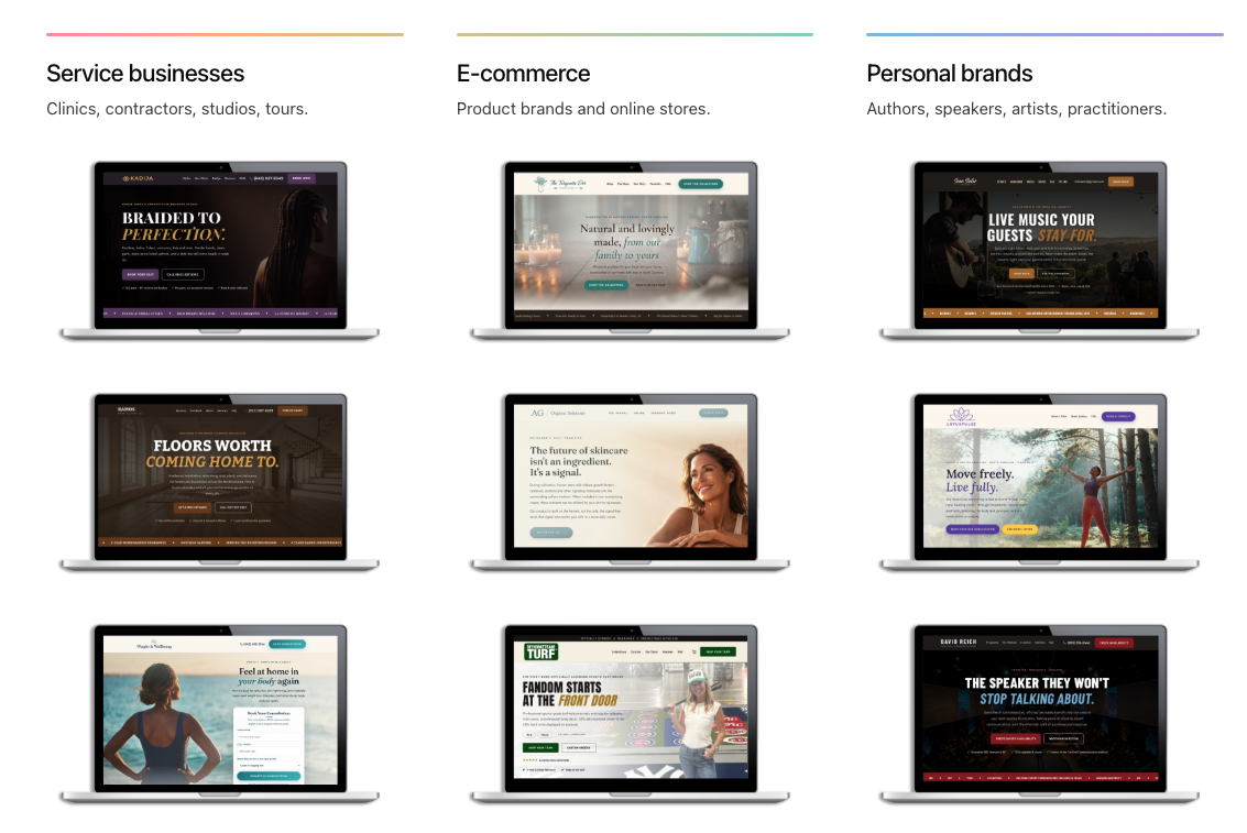 A selection of websites designed and built by Solaris Method