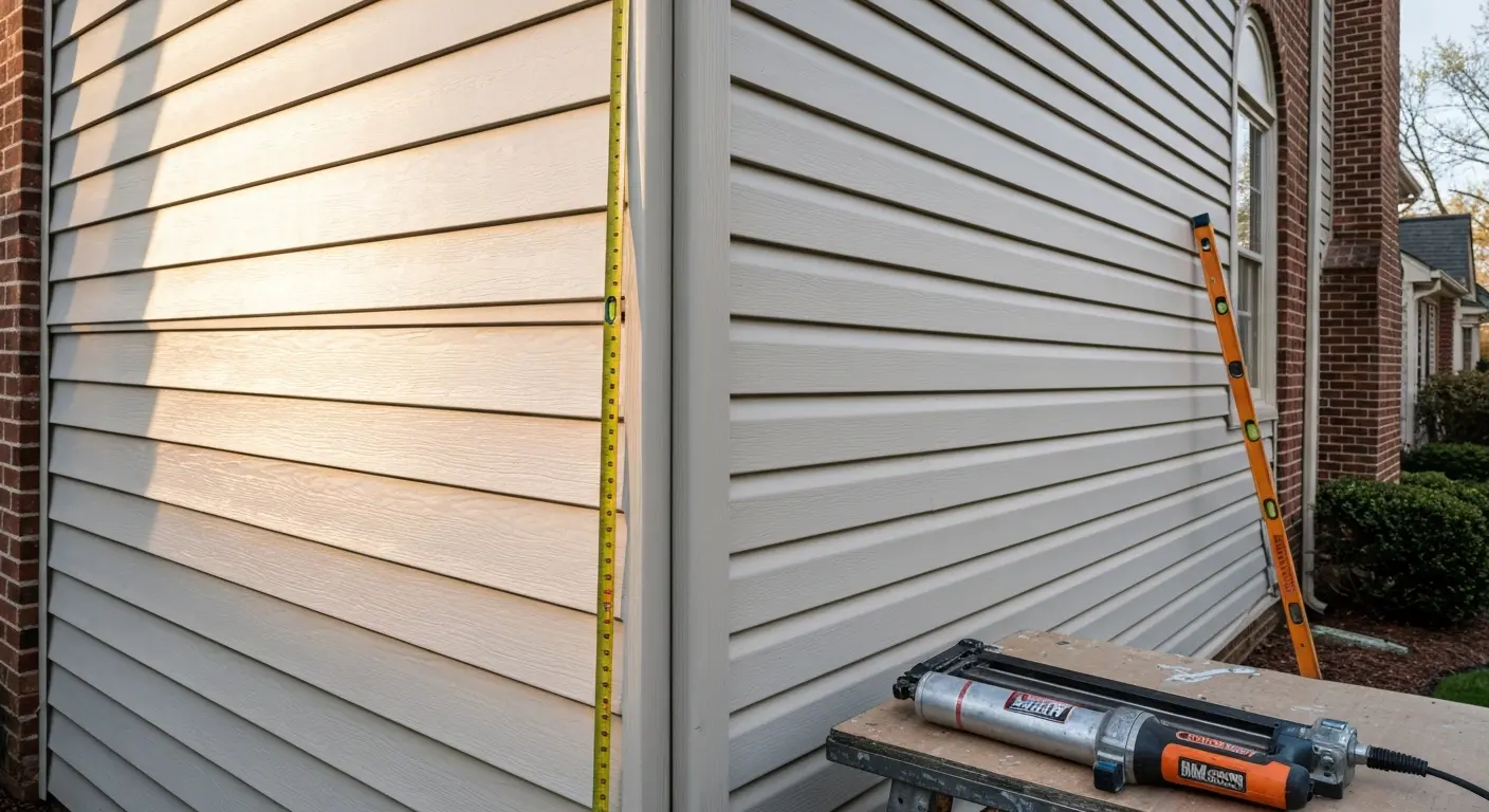 Vinyl siding installation on Reston townhome