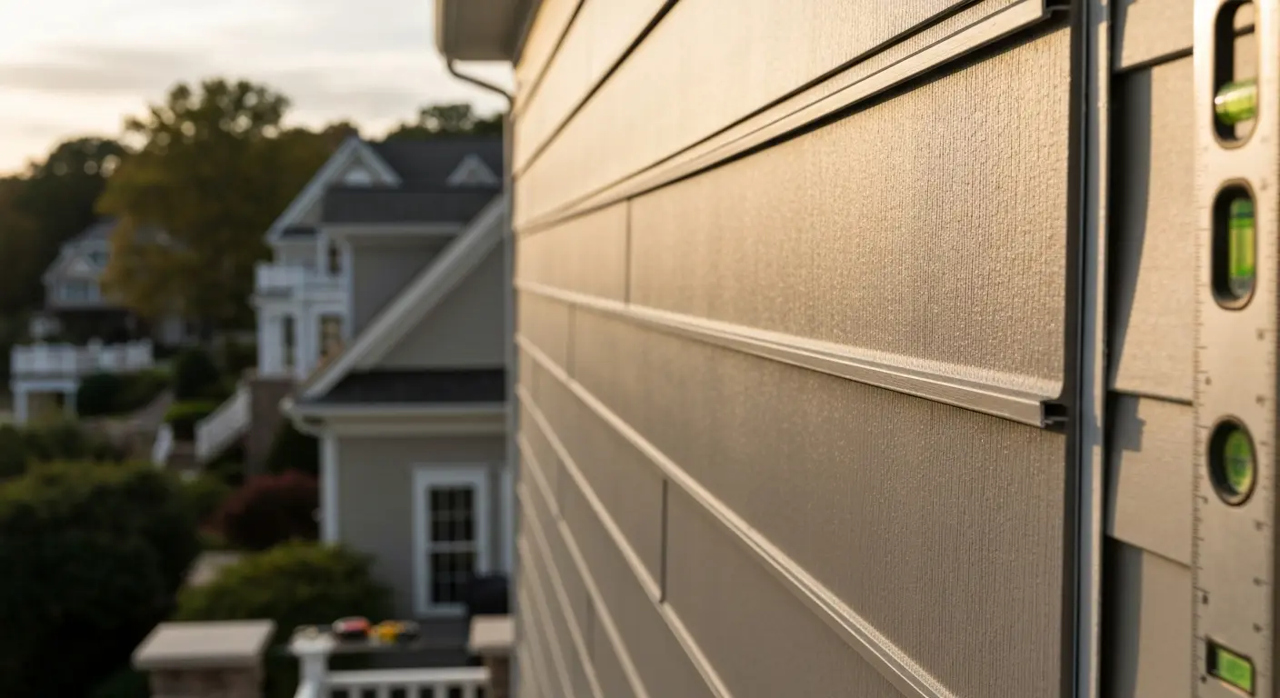 Hardie board fiber cement siding on Lake Anne home