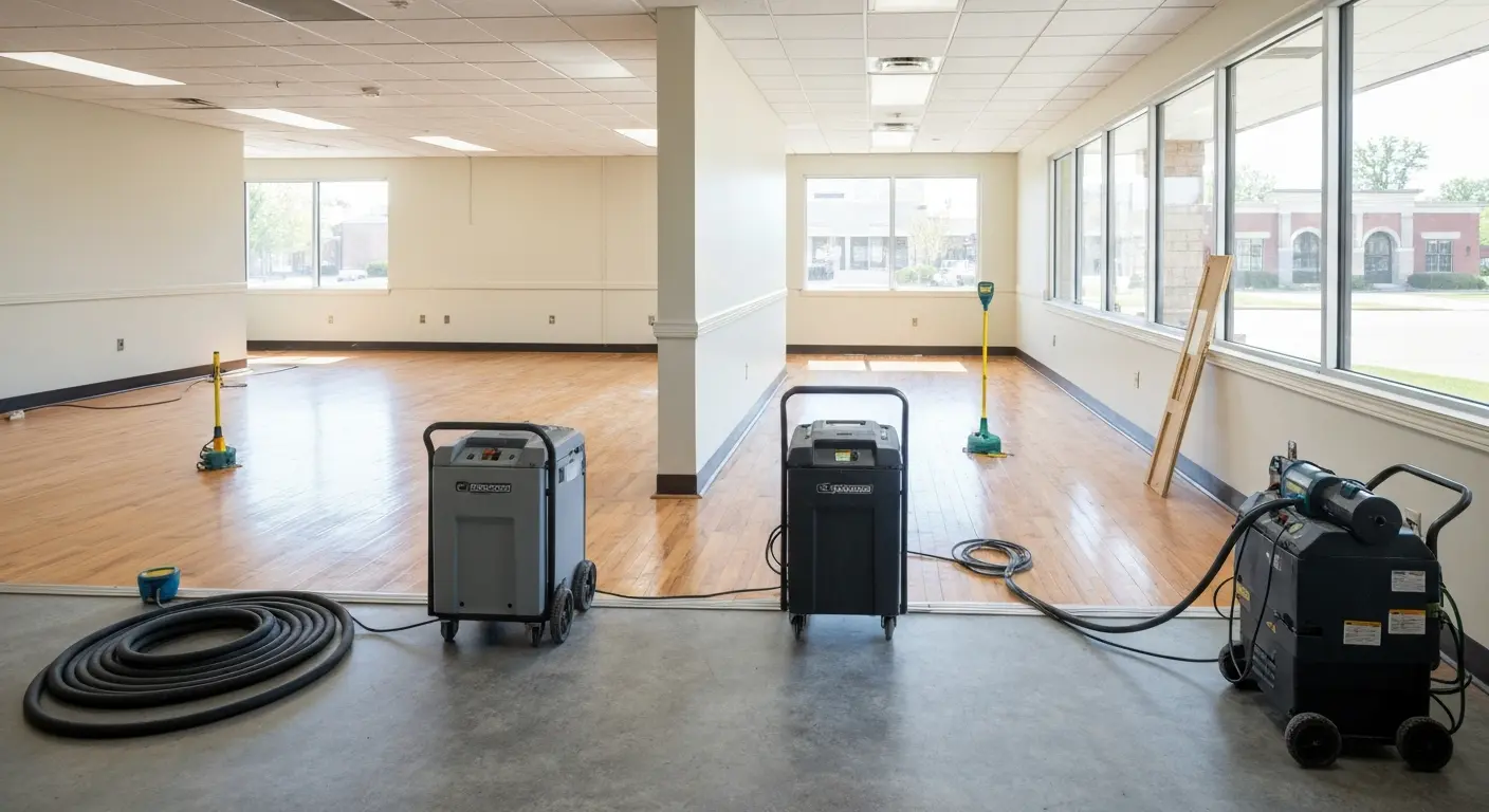 Flood damage restoration setup