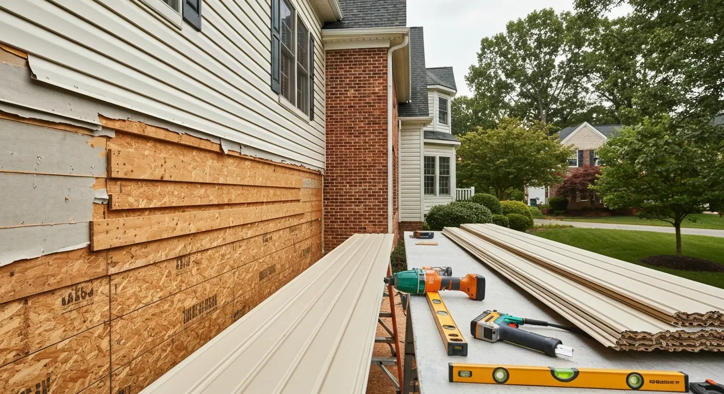 Full siding replacement in progress near Potomac Lakes