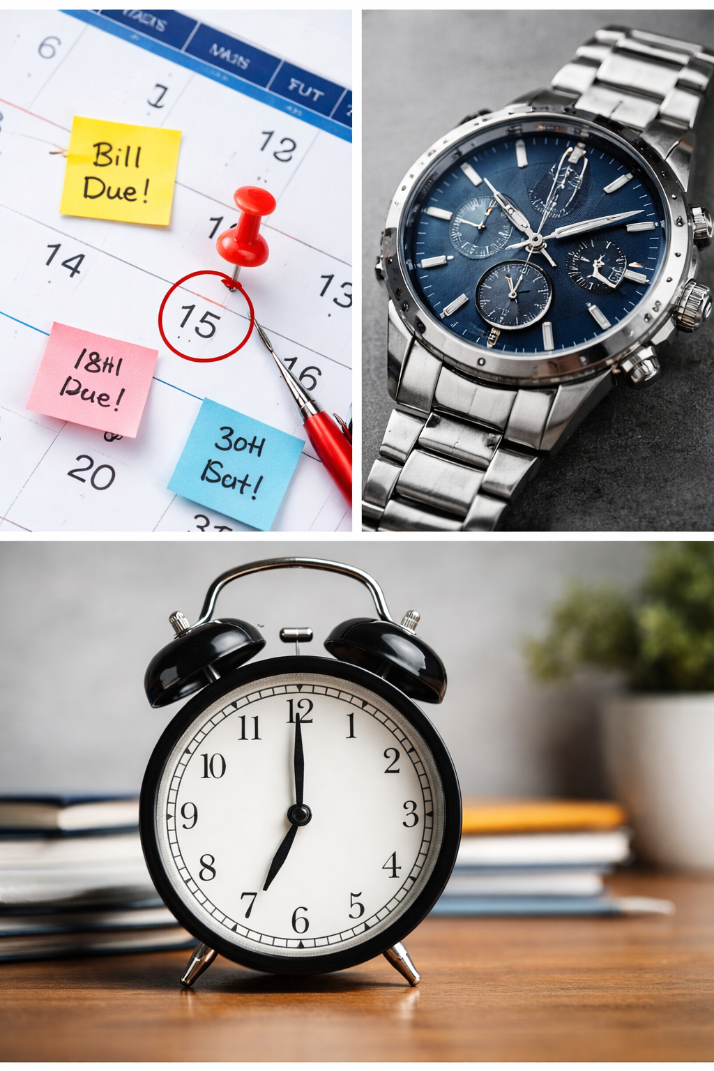 Calendar, watch, clock