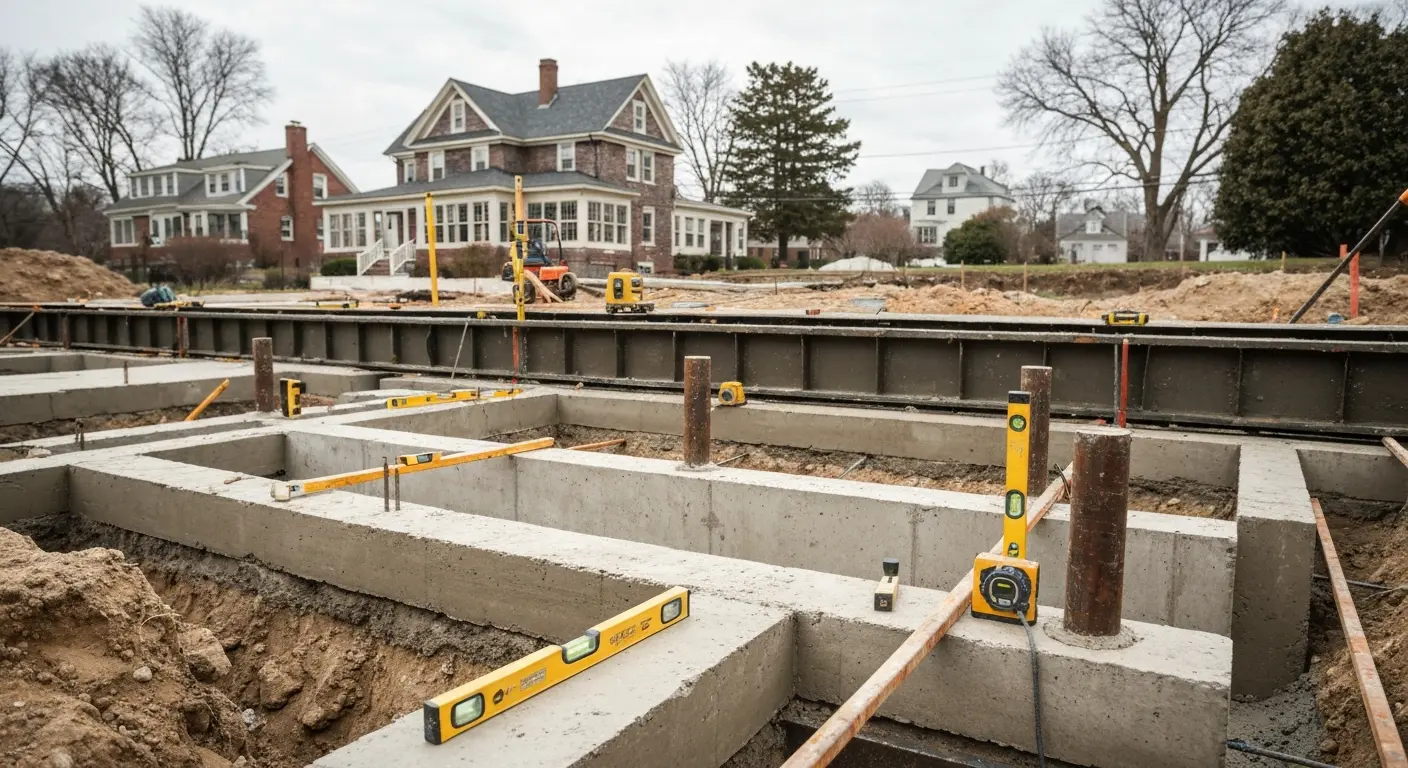 Foundation repair in progress