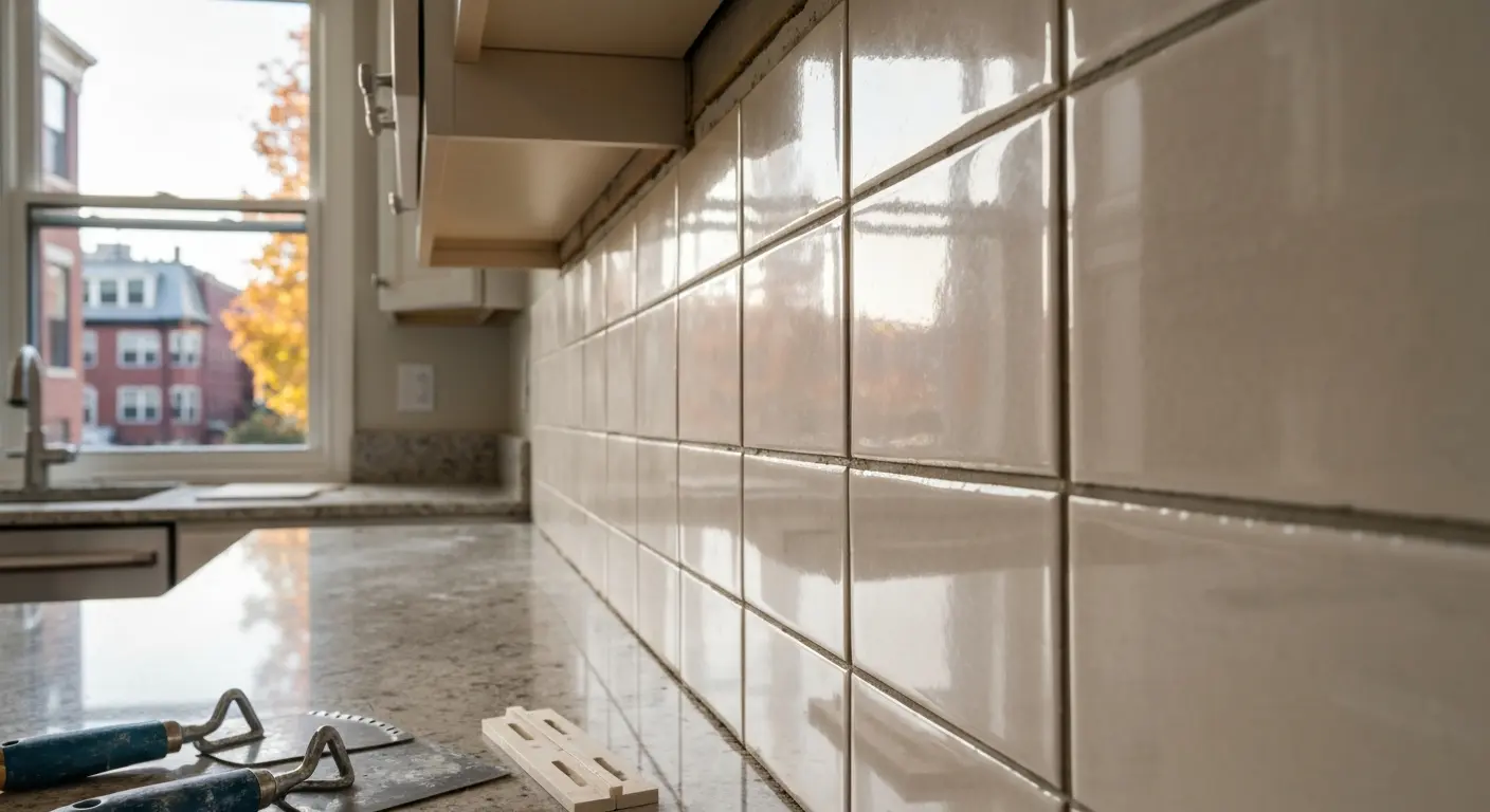 Kitchen tile backsplash installation