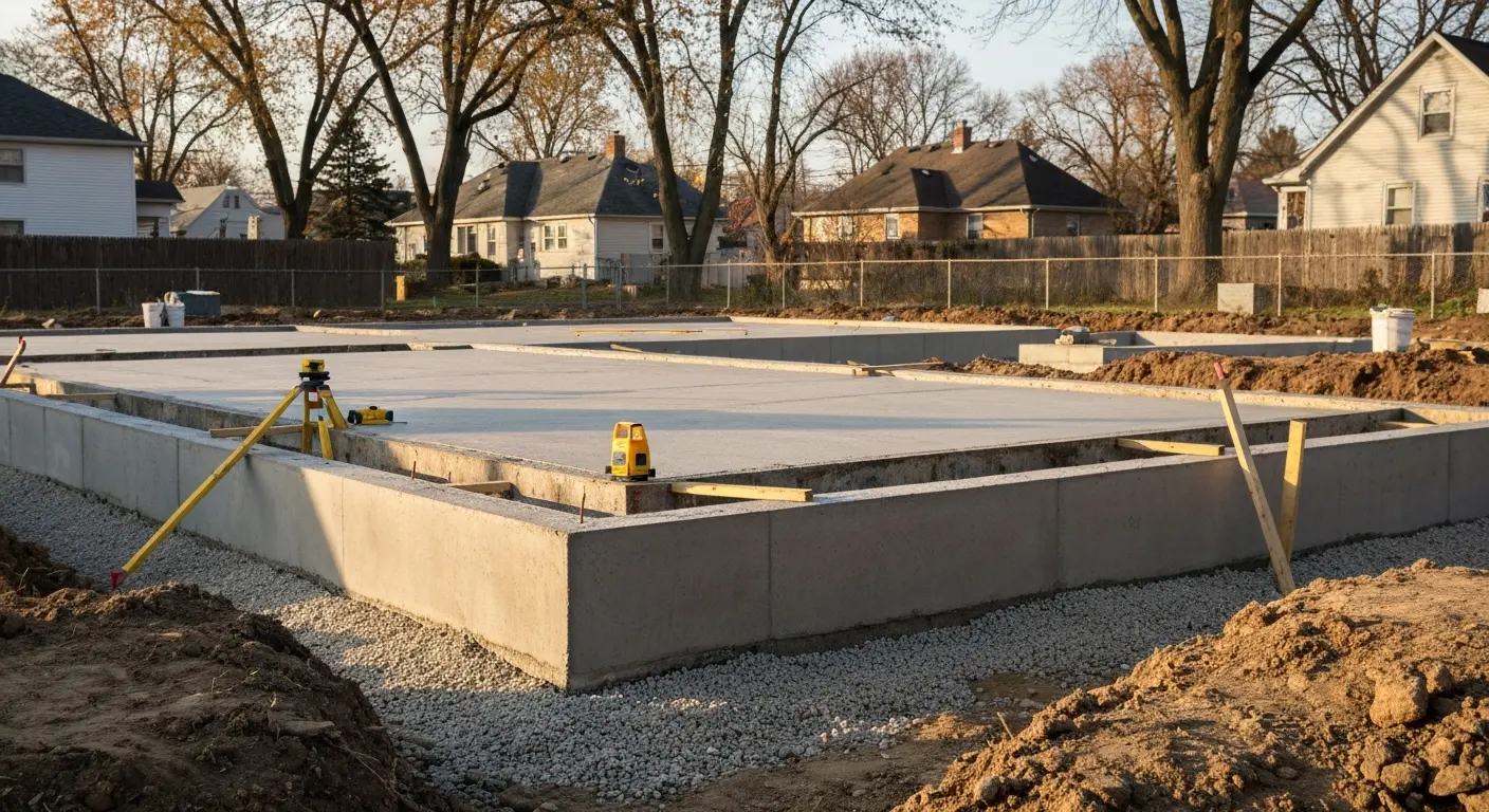 Foundation work on Springfield construction site