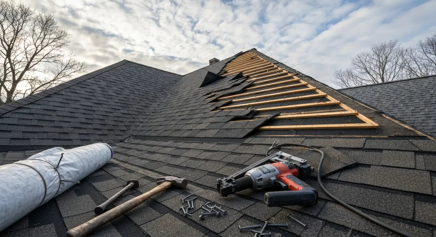 Storm damage roof repair