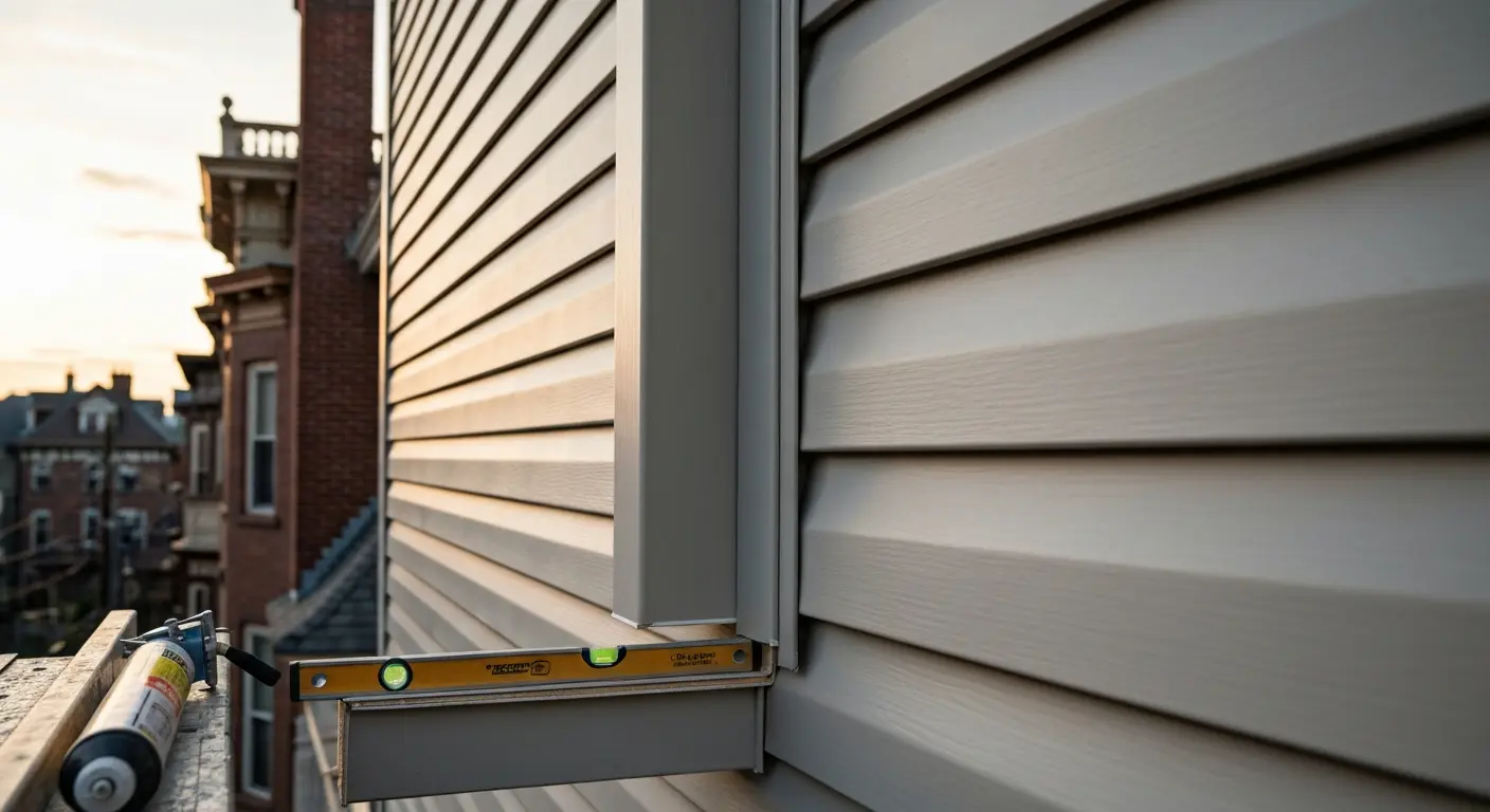 Vinyl siding installation on Boston home