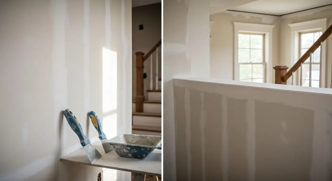 Interior drywall finishing work