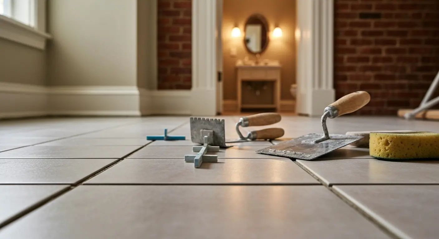 Bathroom tile floor installation