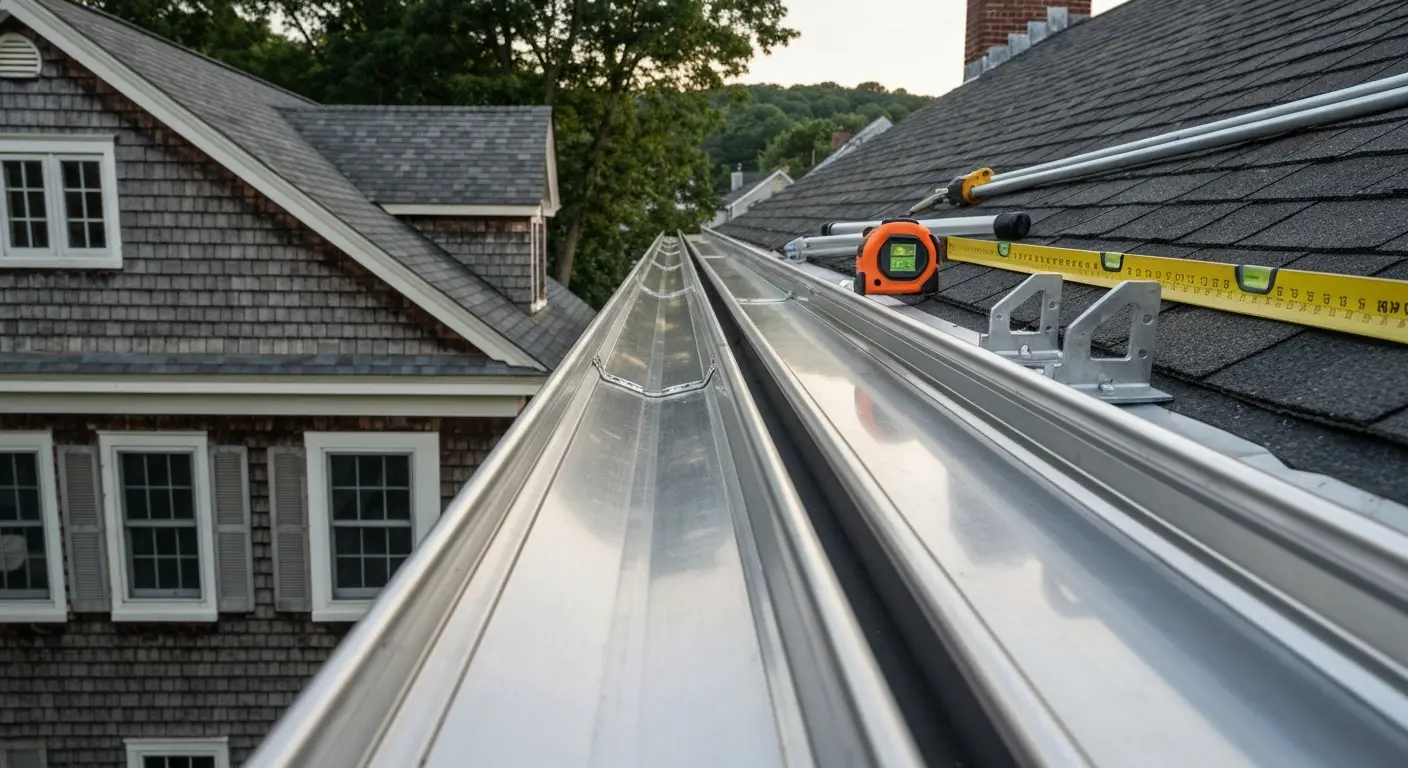 New gutter installation on residential home