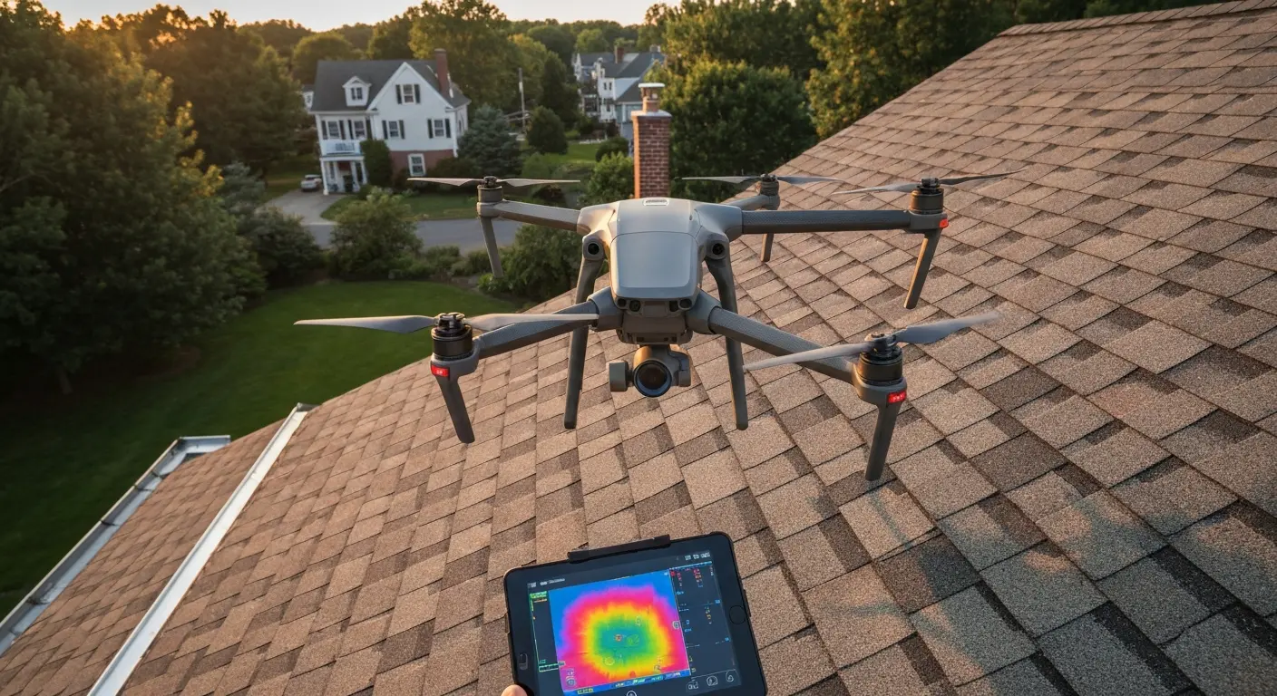 Roof inspection with drone North Branford