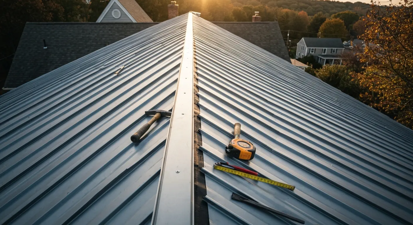 Metal roofing installation in North Branford