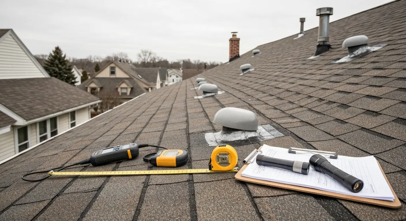 Roof inspection in progress