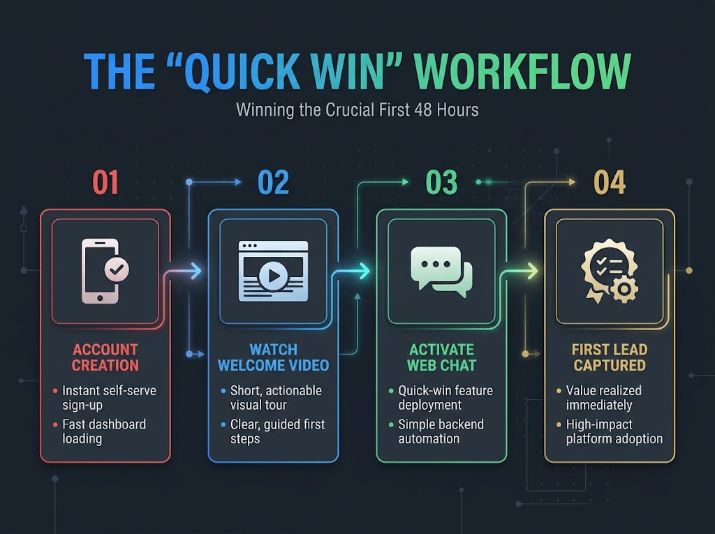 GoHighLevel 48-hour onboarding workflow from account creation to first lead captured