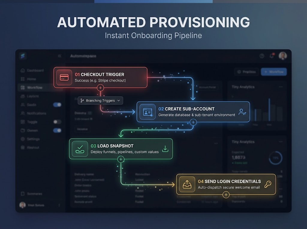GoHighLevel instant provisioning workflow automation