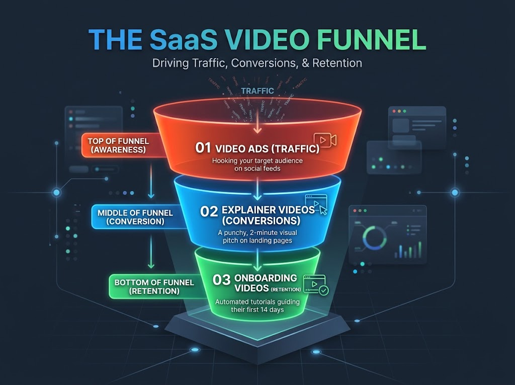 Video marketing funnel for traffic, conversion, and retention