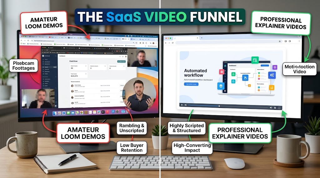 Amateur Loom recording vs. professional SaaS explainer video