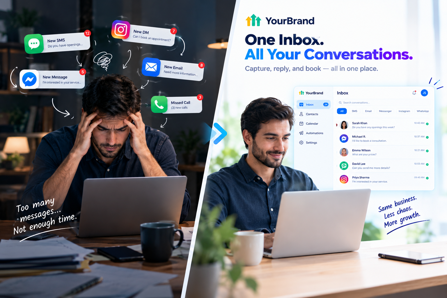 GoHighLevel unified inbox bringing all customer messages into one place