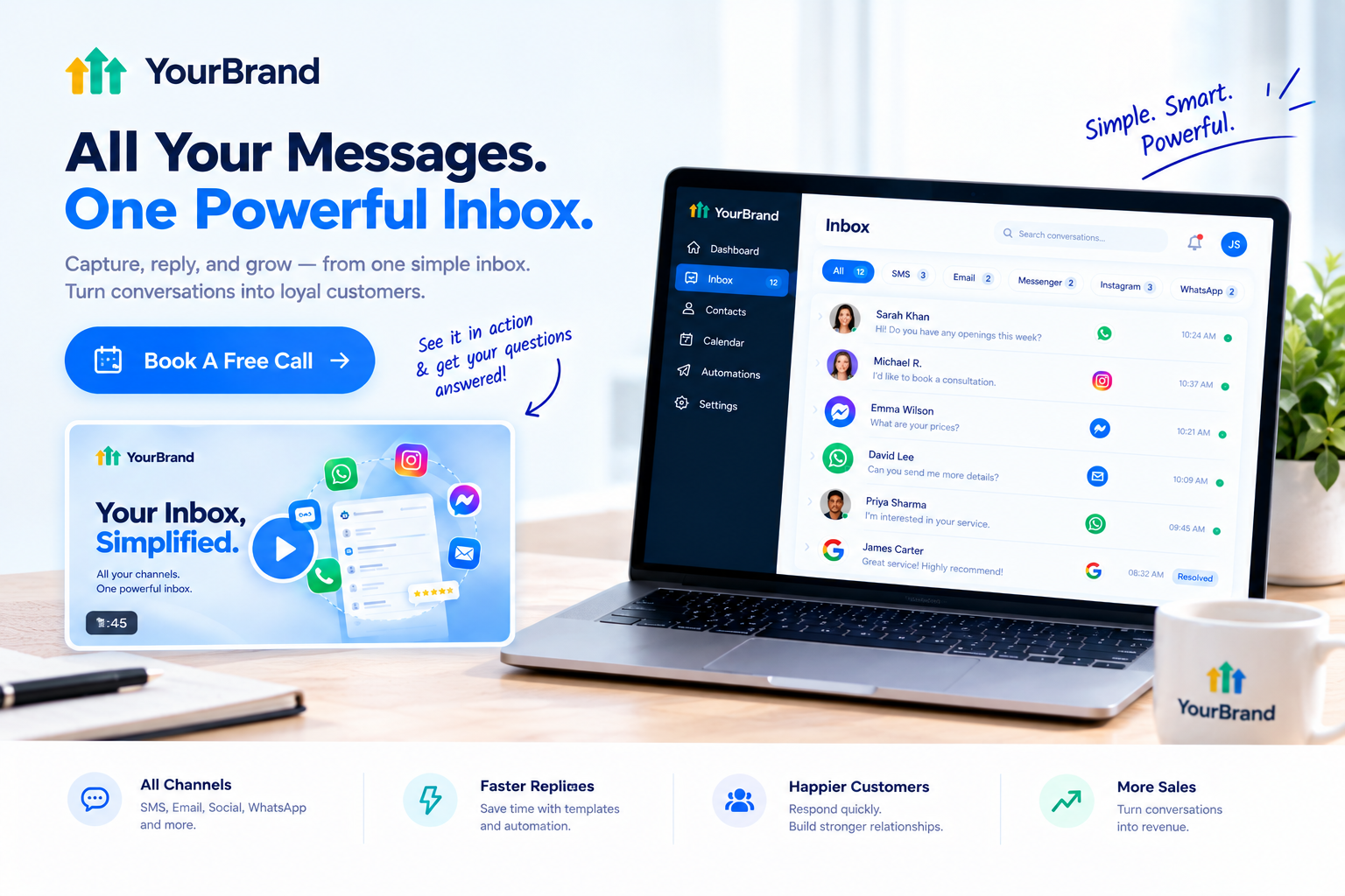 Book a free call for a GoHighLevel unified inbox feature video