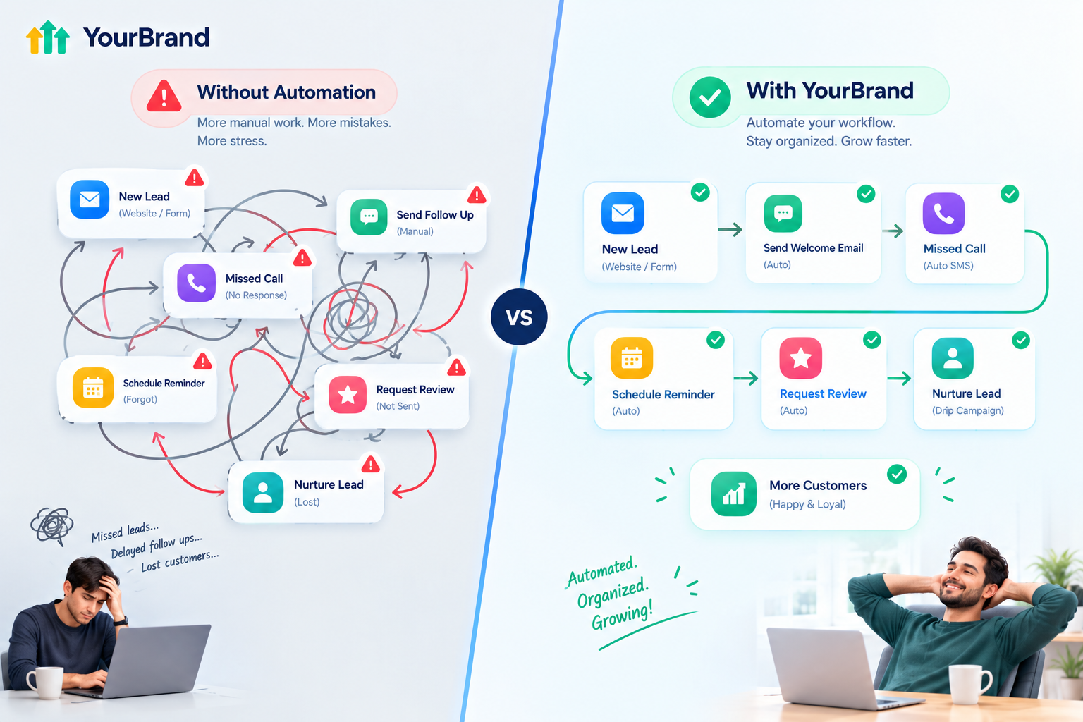 Messy vs clean GoHighLevel workflow automation setup
