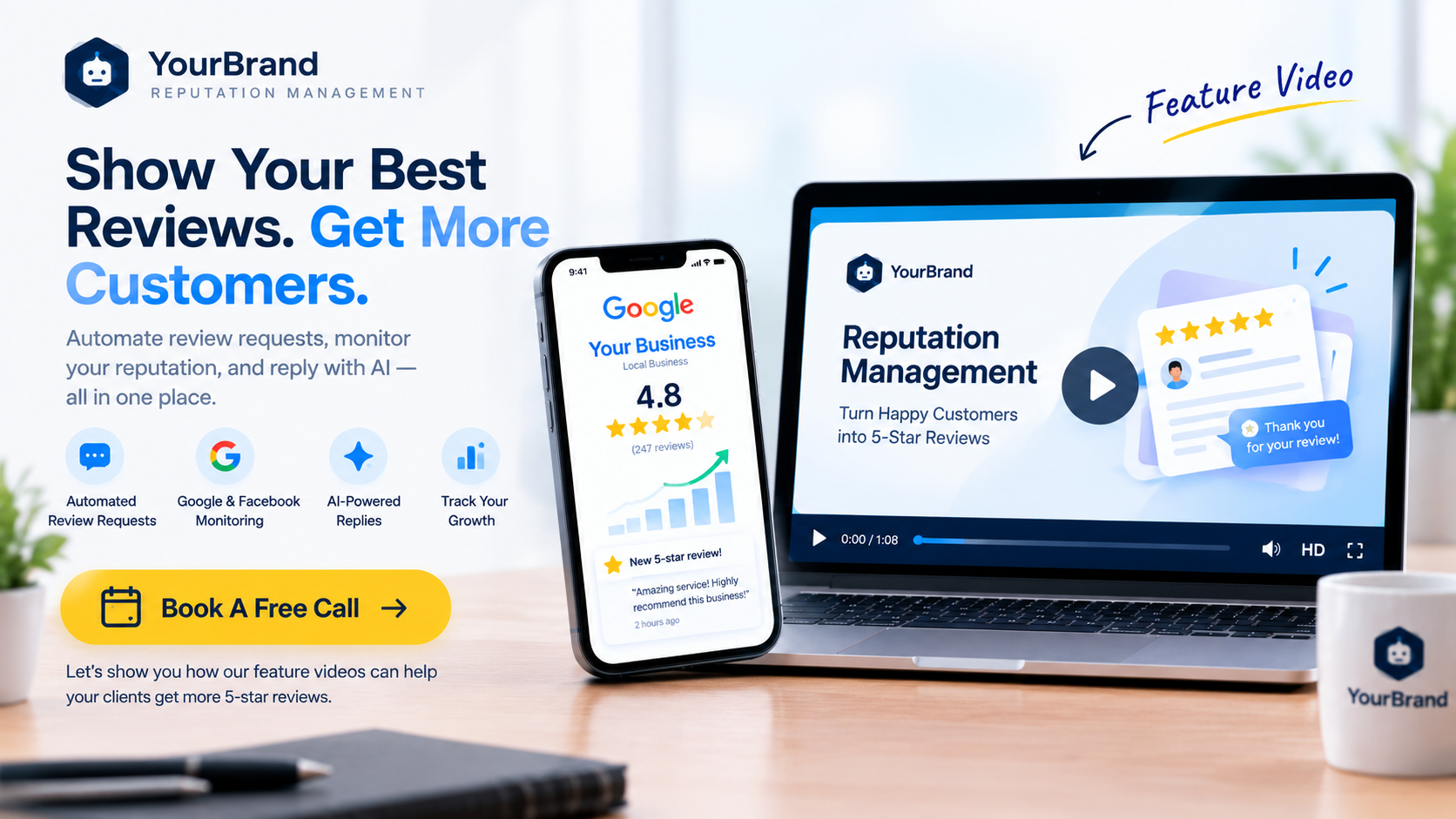 Book a free call for a GoHighLevel reputation management feature video