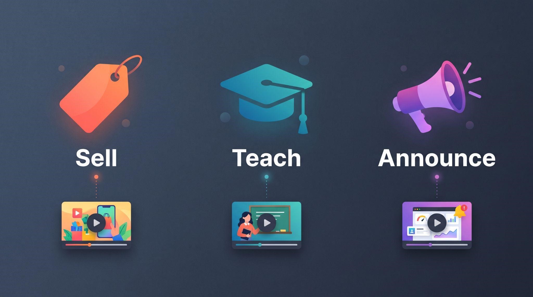 Choosing the purpose of a GHL feature video: sell, teach, or announce