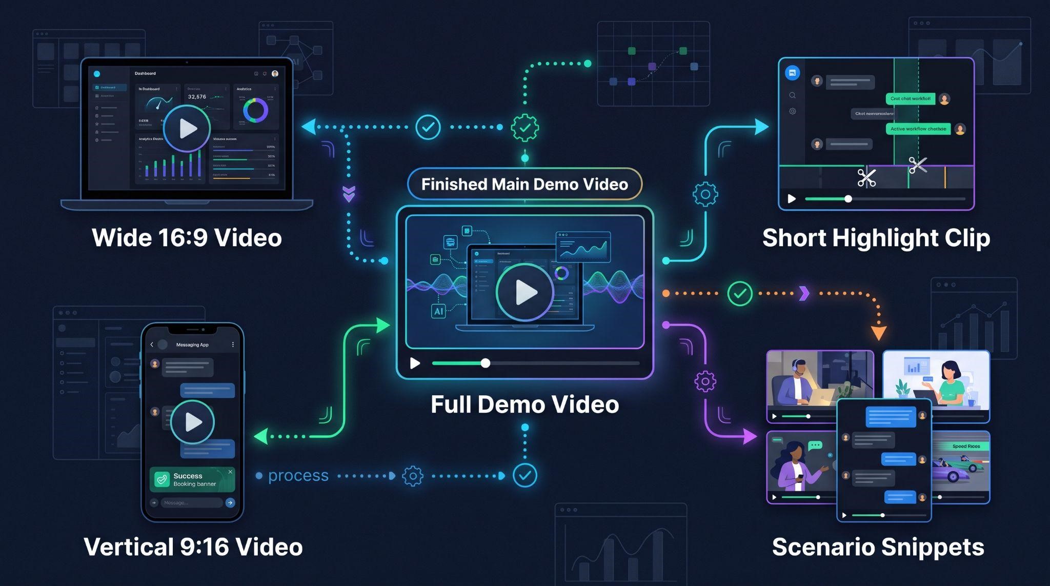 Exporting an AI product demo video in multiple formats