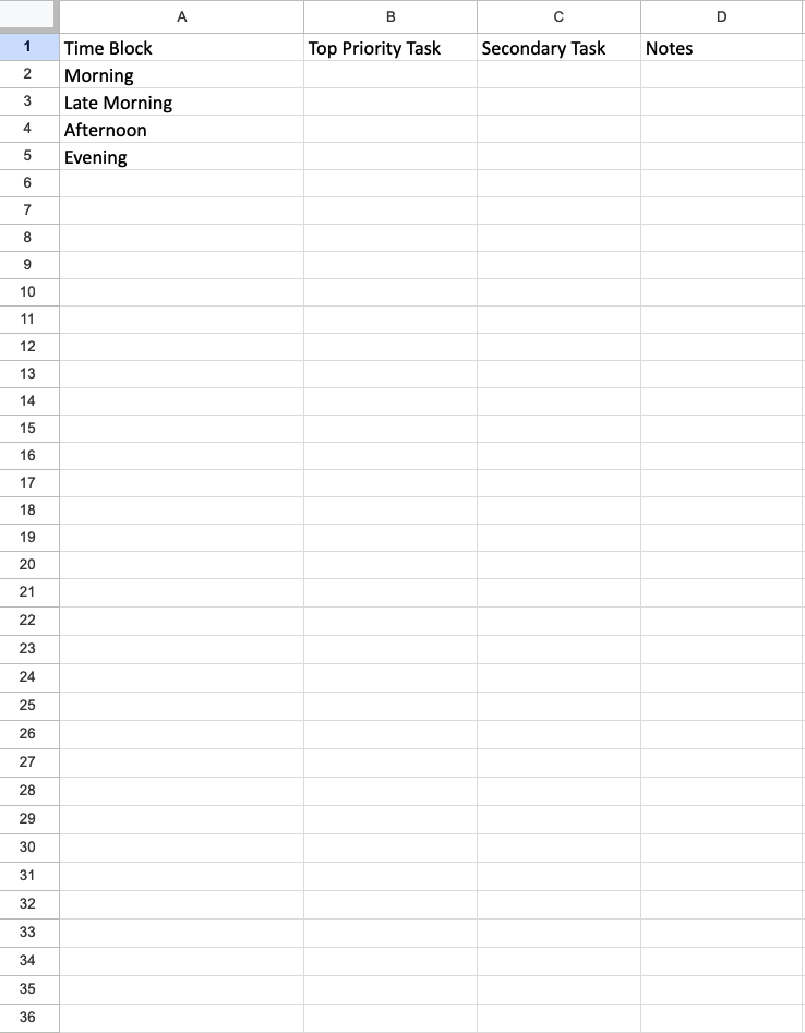 Lifestyle Tracker Spreadsheet