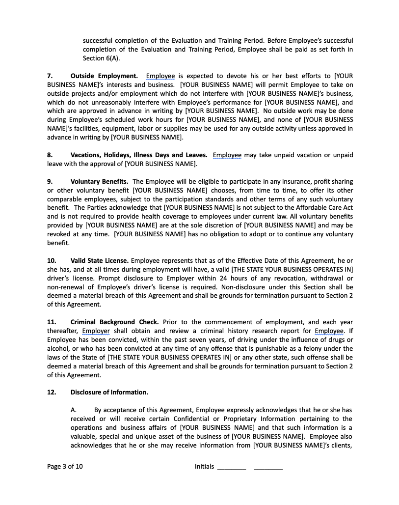 Example Employment Contract 3