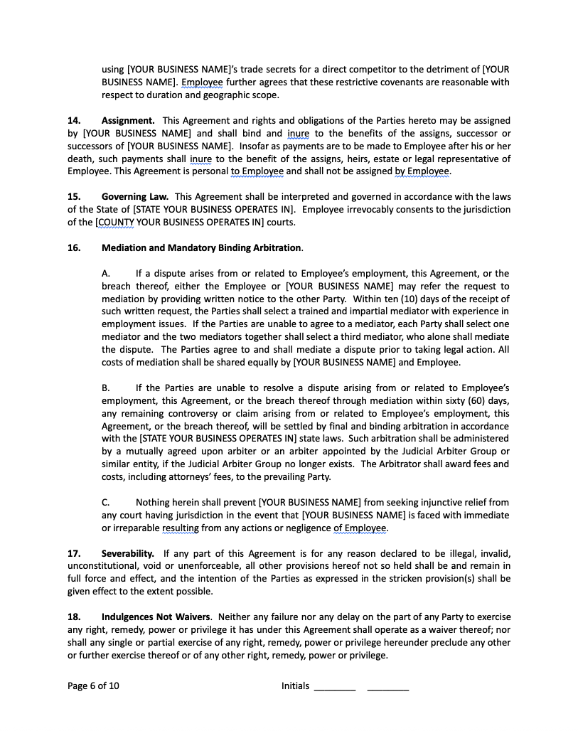Example Employment Contract 6